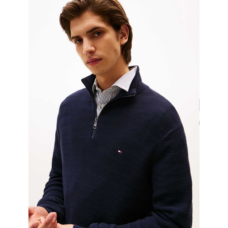 Tommy Hilfiger Stripe Structure Zip Mock image number 2